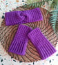 Crochet Purple Matching Headband & Fingerless Mitts Set 