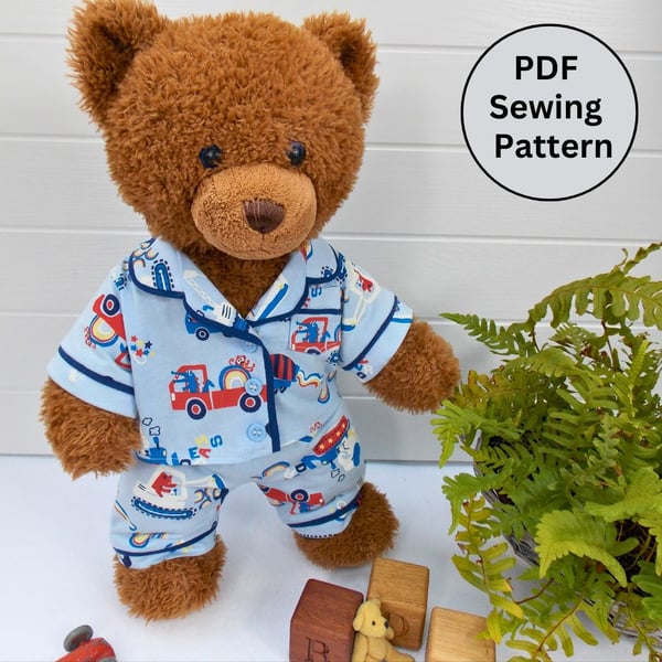 Teddy Bear Pyjamas PDF Sewing Pattern (Fits 16-18inch teddy bears)