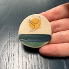 Ceramic brooch - Handmade bird design