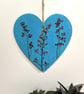 Pressed Flower Hand Painted Hanging Wooden Heart Real Heuchera Flowers - Image 2