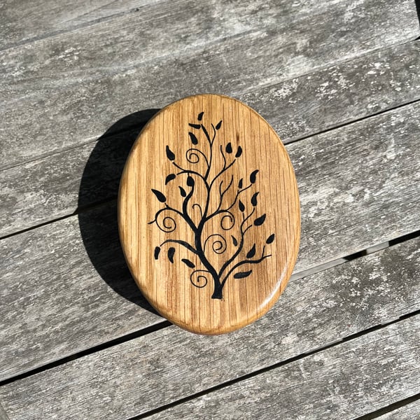 Curly Stem Pattern Oak Jewellery - Trinket Box (WBI18)