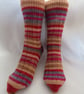 Hand-cranked Knitted Ribbed Wool Socks Size 8 to 9 - Image 1