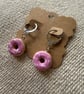 Pink iced biscuit polymer clay huggie earrings  - Image 2