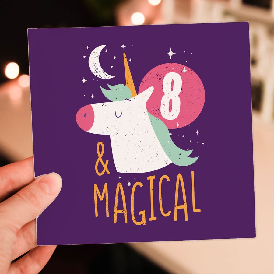 Kids age birthday card: Magical unicorn - 1st, 2nd, 3rd, 4th, 5th, 6th, any age