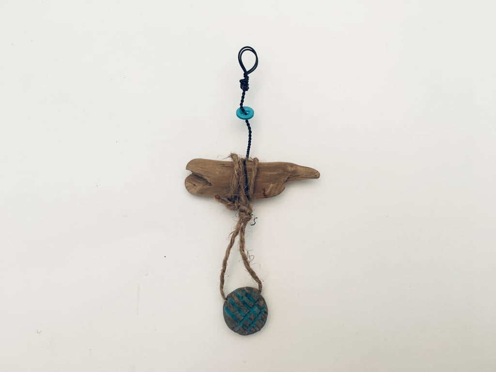 One off Driftwood ceramic hanger, pottery, gift idea, home decor, beach art,