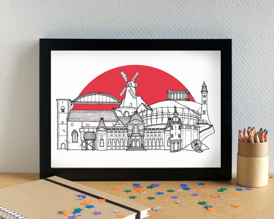 Sunderland AFC Stadium of Light Skyline Art Print