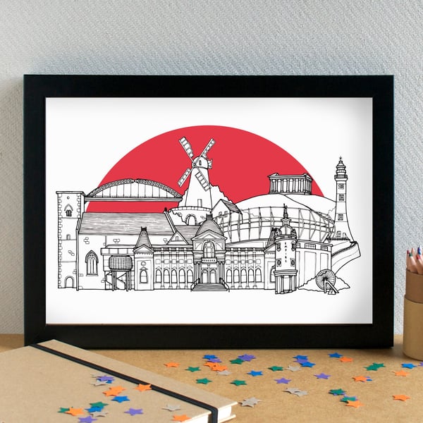 Sunderland AFC Stadium of Light Skyline Art Print