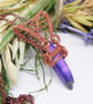 Celtic Style Copper Necklace With Purple Jasper Point