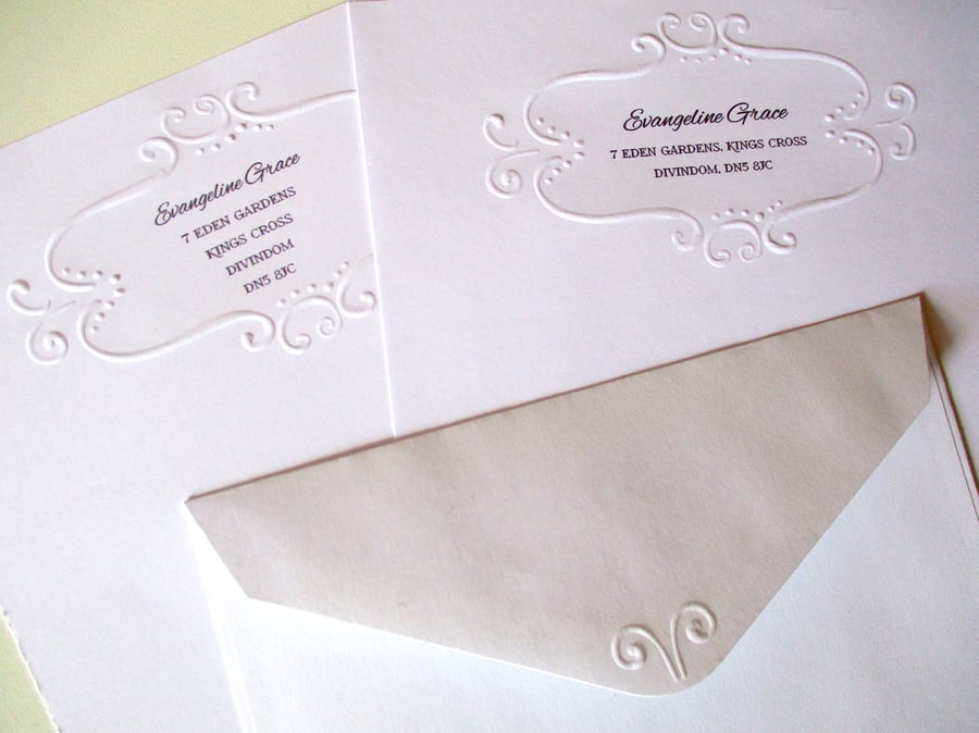 Embossed Addressed Writing Paper and Envelope Set x 15 Pieces - Note Paper