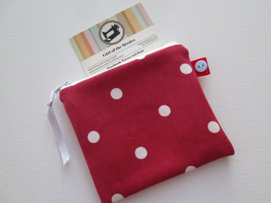 SALE Red Spotty  Coin Purse