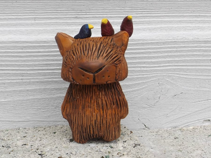 'Resignation'  Small Cute Cat Figure Sculpture. 