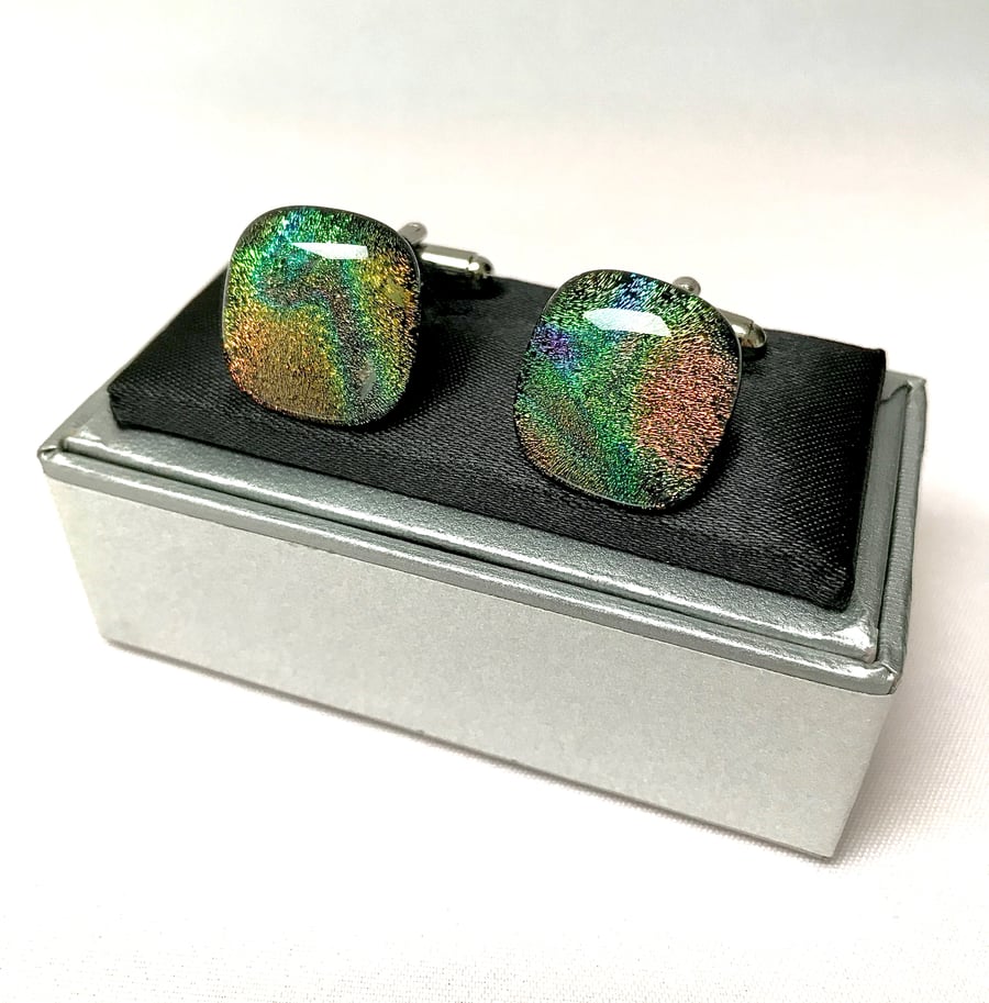 Shimmering Glass Cuff Links