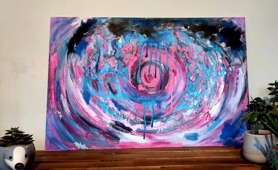 Enter the void - original abstract acrylic emotional painting on canvas board