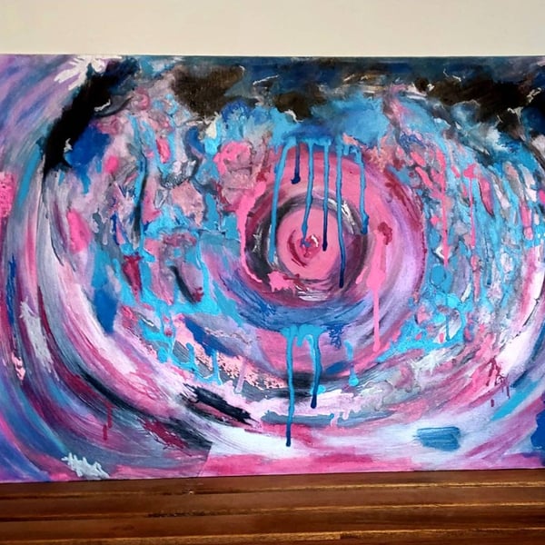Enter the void - original abstract acrylic emotional painting on canvas board