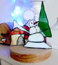 Stained Glass Art Christmas Snow Scene Suncatcher Tealight Holder  Home Decor - Image 4