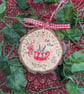 Hot chocolate hand-painted log slice Christmas decoration  - Image 3