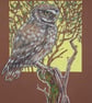 Little Owl original drawing, owl artwork, bird wall art - Image 3