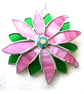 Pink Flower Stained Glass Suncatcher Green Bright