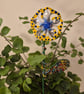 Silver, yellow, blue spotted flower plant companion perfect for pot plants
