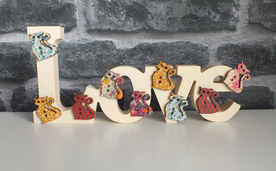 Cat love word ornament