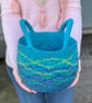 Large Blue Felt Basket with Cord Grab Handles - Image 2