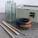 Felted bracelet - moss green, tan and teal