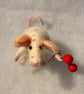 Felted mouse - White rainbow drop fur carrying berries