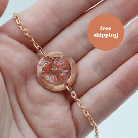 Strawberry Quartz Copper Geode Bracelet - Free Postage