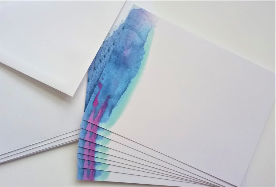 8 correspondence notecards with envelopes watercolour pattern