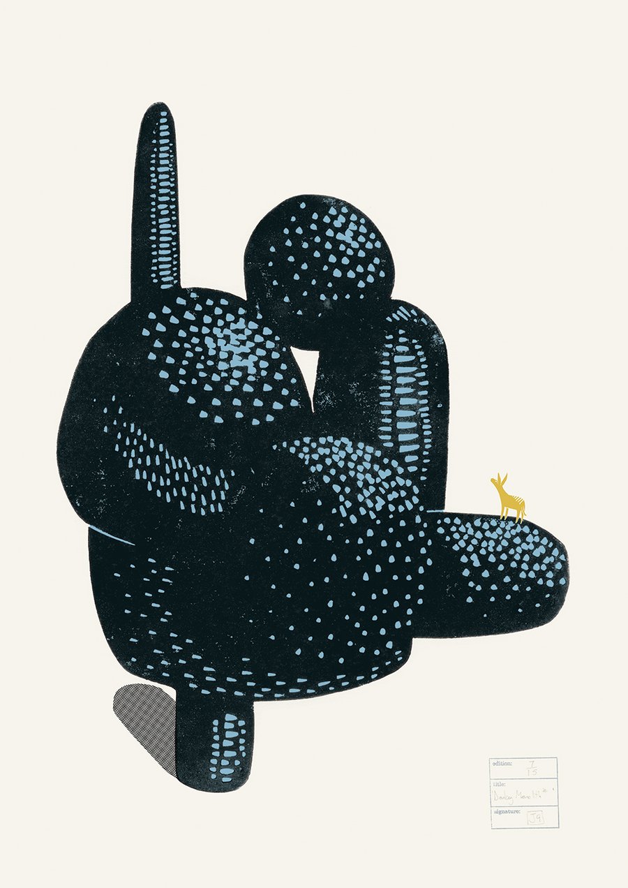 Donkey Monolith No.14 A2 three-colour linocut screen-print