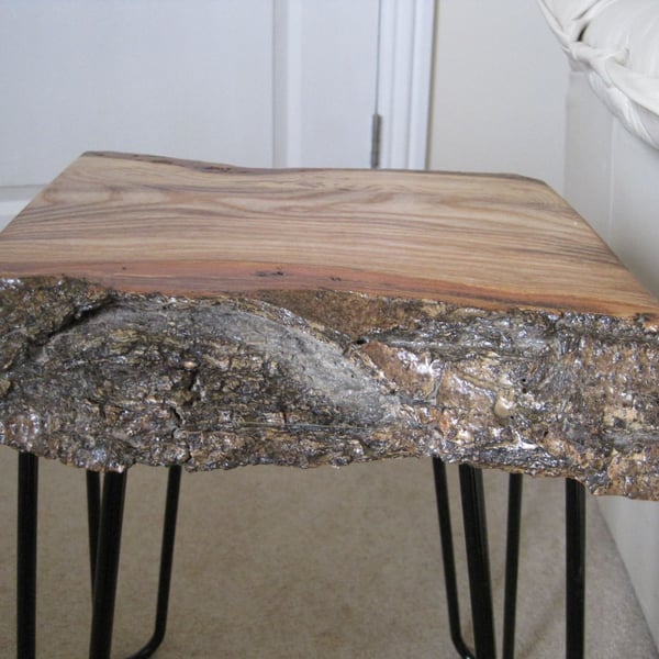 Rustic Live Edge Side Table 