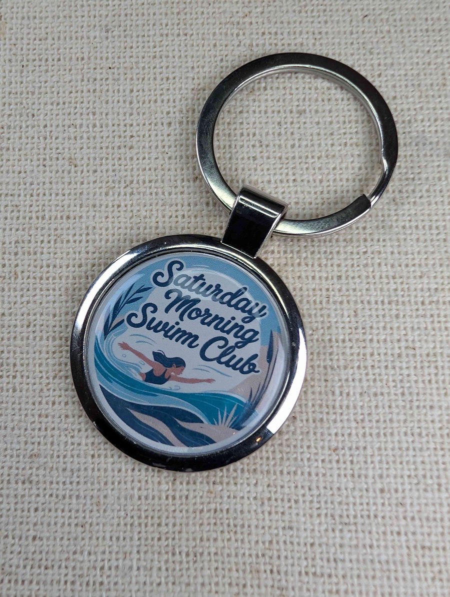 Saturday Morning Swim Club - Swimmer Keyring - Large Resin Topped Keyring