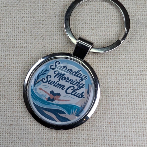 Saturday Morning Swim Club - Swimmer Keyring - Large Resin Topped Keyring