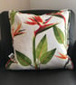 Cushion cover with Duck Feather Pad Bird of paradise ginger plant fabric cushion - Image 1