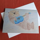 Greeting card - Otter playing a ukulele