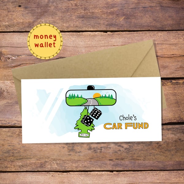 Car Fund PersonalisedMoney Wallet Card - cash gift envelope