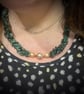 Emerald & Nucleated Freshwater Pearl Twisted Rope Effect Necklace  - Image 5