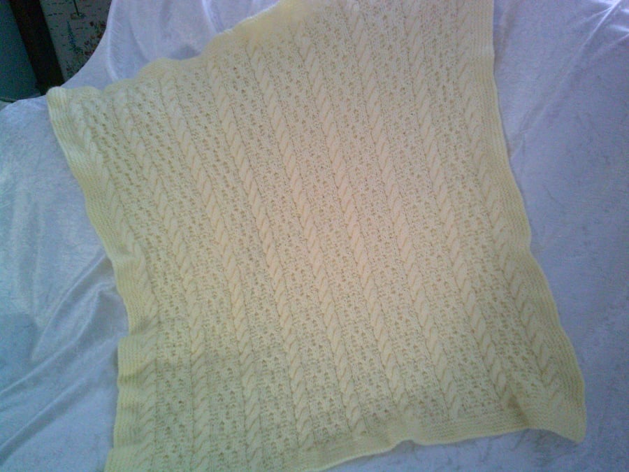 Lemon Cable Pram or Buggy Blanket