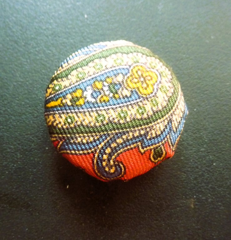 6 Silk Buttons Ruby Red Paisley Pattern 30mm 1.25ins Handmade Upcycled