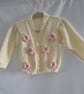 Crochet flower baby girl cardigan, hand knitted - newborn baby gifts - Image 2