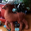 Felt deer, handmade felt deer ornament,  deer desk buddy, deer car charm