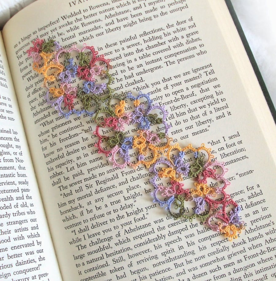 Summer Bookmark in Handmade Shuttle Tatting