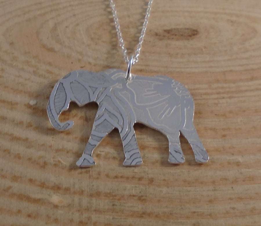 Sterling Silver Mehndi Elephant Necklace