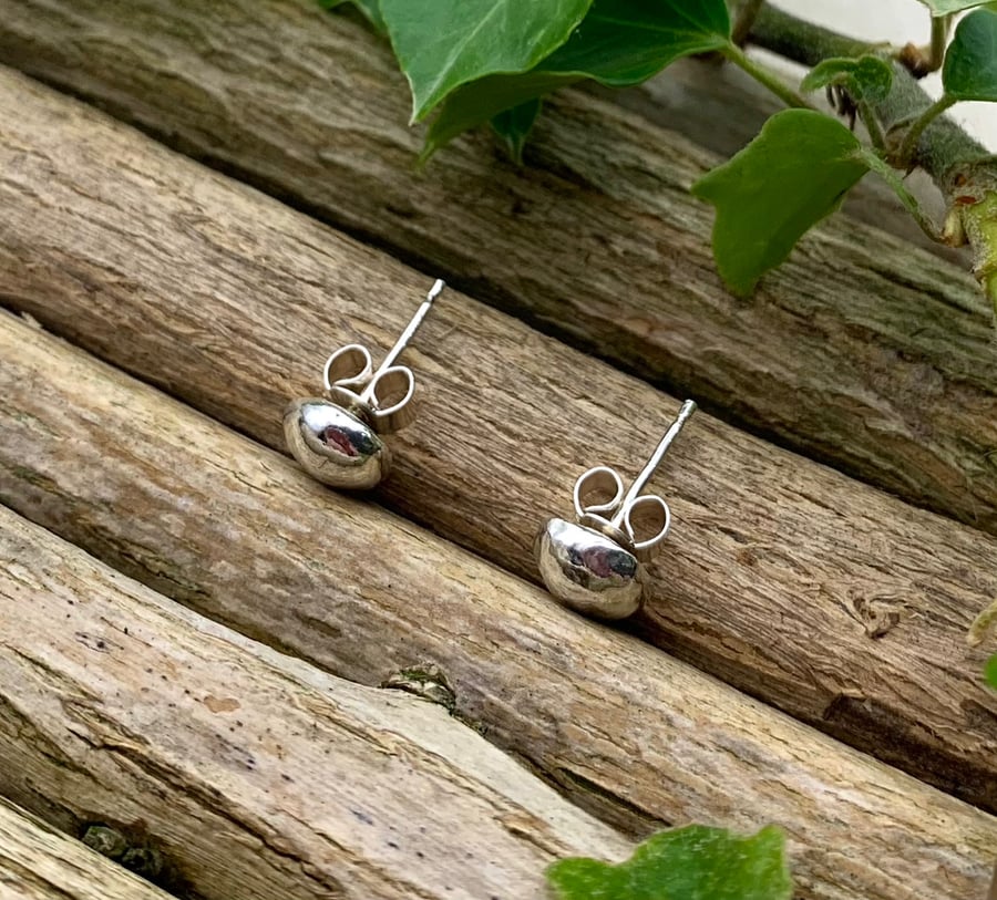 Nugget ear studs in recycled sterling silver