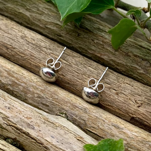 Nugget ear studs in recycled sterling silver