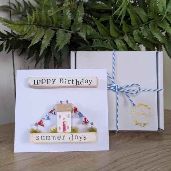 Birthday Card With Removable Wooden Cottage Gift