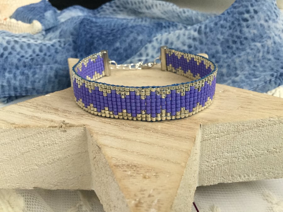 Elegant beaded adjustable bracelet, Loom bracelet, friendship bracelet