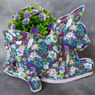 Cat Shaped Fabric Basket –Floral Storage Decor, Gift for Cat Lover
