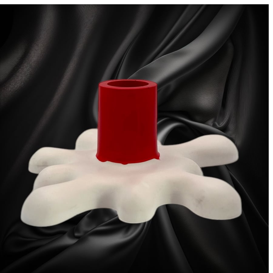 Red and White Splat Shaped Candle Holder - Modern Candlestick (SCH1)