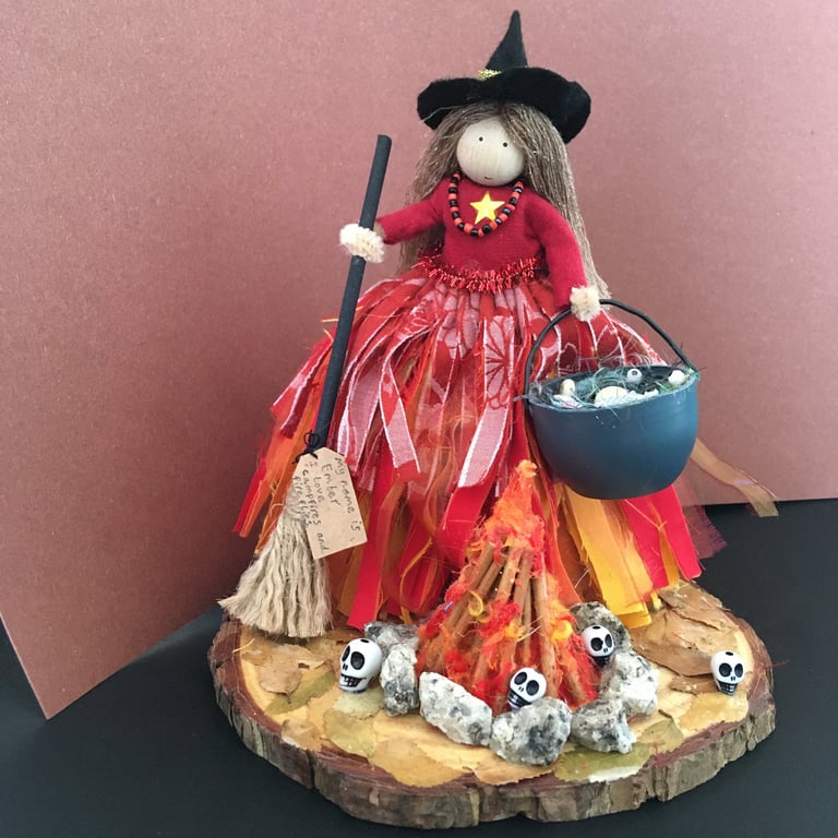 Handmade Witch Doll Decoration, Witch Core, Halloween Ornament
